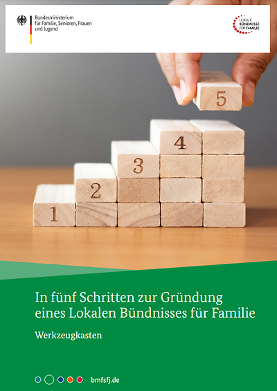 Schriftzug "In fünf Schritten zur Gründung eines Lokalen Bündnisses für Familie"