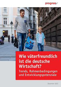 Schriftzug "Wie väterfreundlich ist die deutsche Wirtschaft?", darüber Vater und Sohn