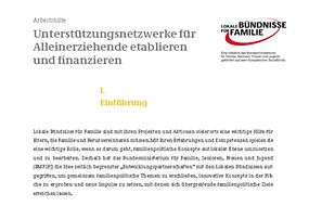 Cover der Arbeitshilfe "Vereinbarkeit von Familie und Beruf für Alleinerziehende"