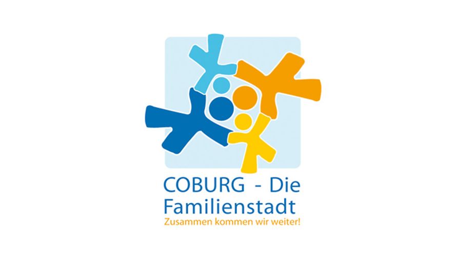 Logo mit dem Schriftzug "Coburg – Die Familienstadt, Zusammen kommen wir weiter"