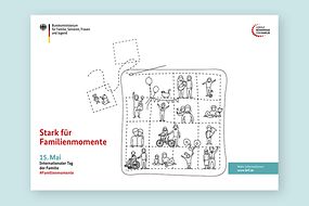 Ausmalposter mit dem Schriftzug "Stark für Familienmomente"