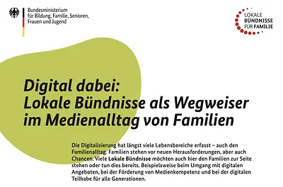 Deckblatt der Publikation mit dem Titel: Digital dabei: Lokale Bündnisse als Wegweiser im Medienalltag von Familien