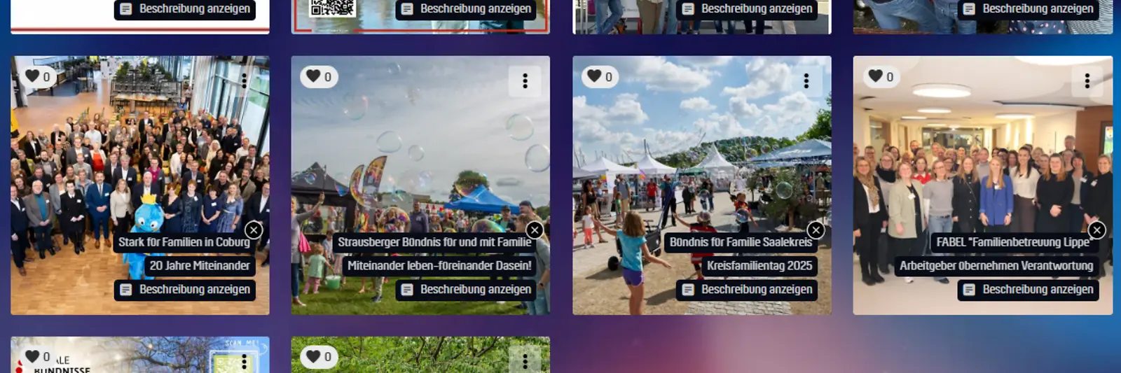 Vorschaubilder der teilnehmenden Bündnisse.